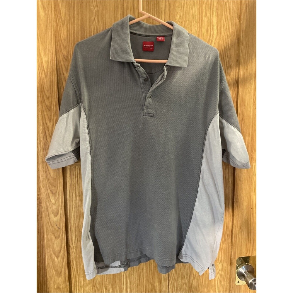 Arrow Men's Lg‎ Polo Two Tone Gray USA 1851 Short Sleeve